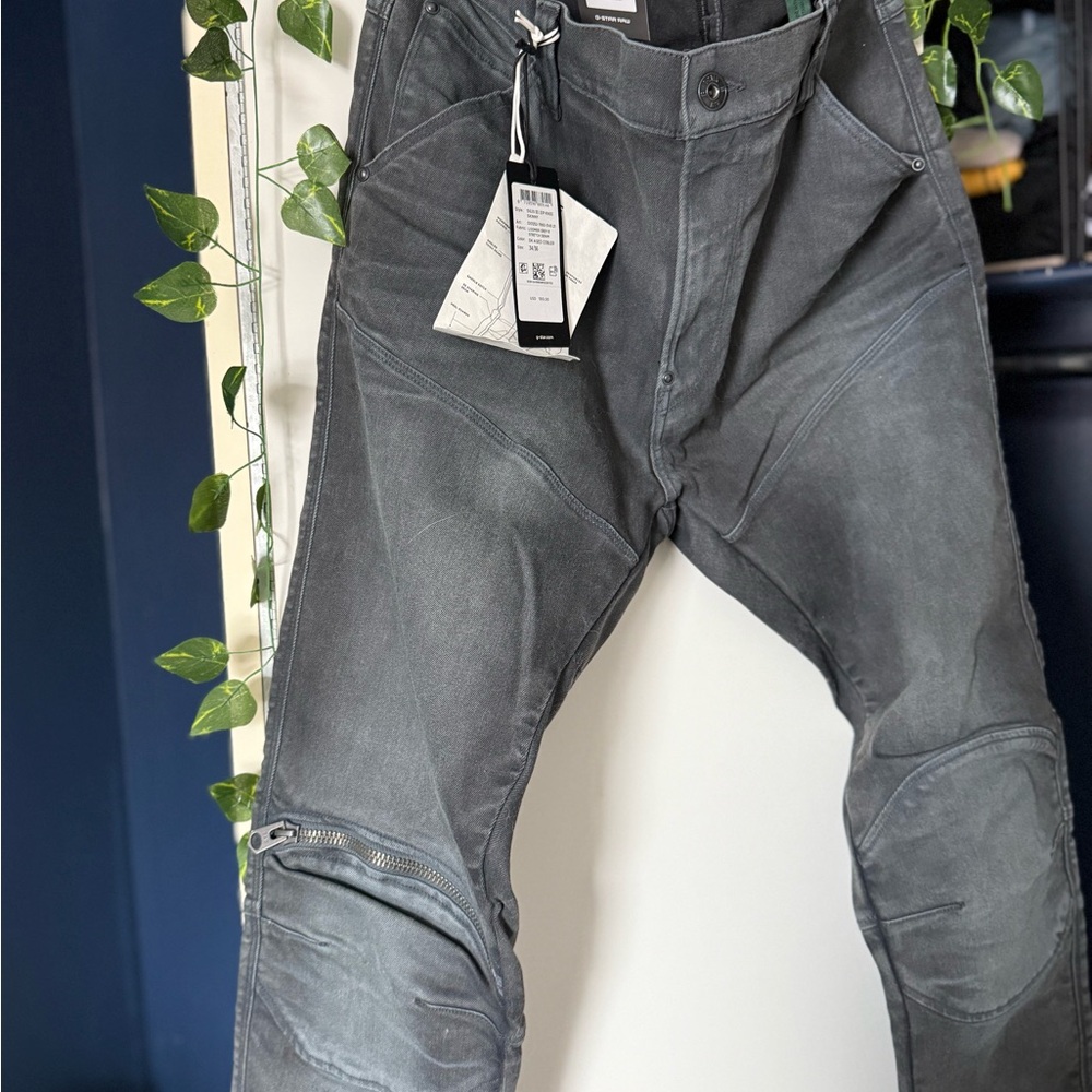 G-STAR RAW men’s grey jeans 3D Zip Knee Skinny 34/36 NWT - Picture 2 of 6